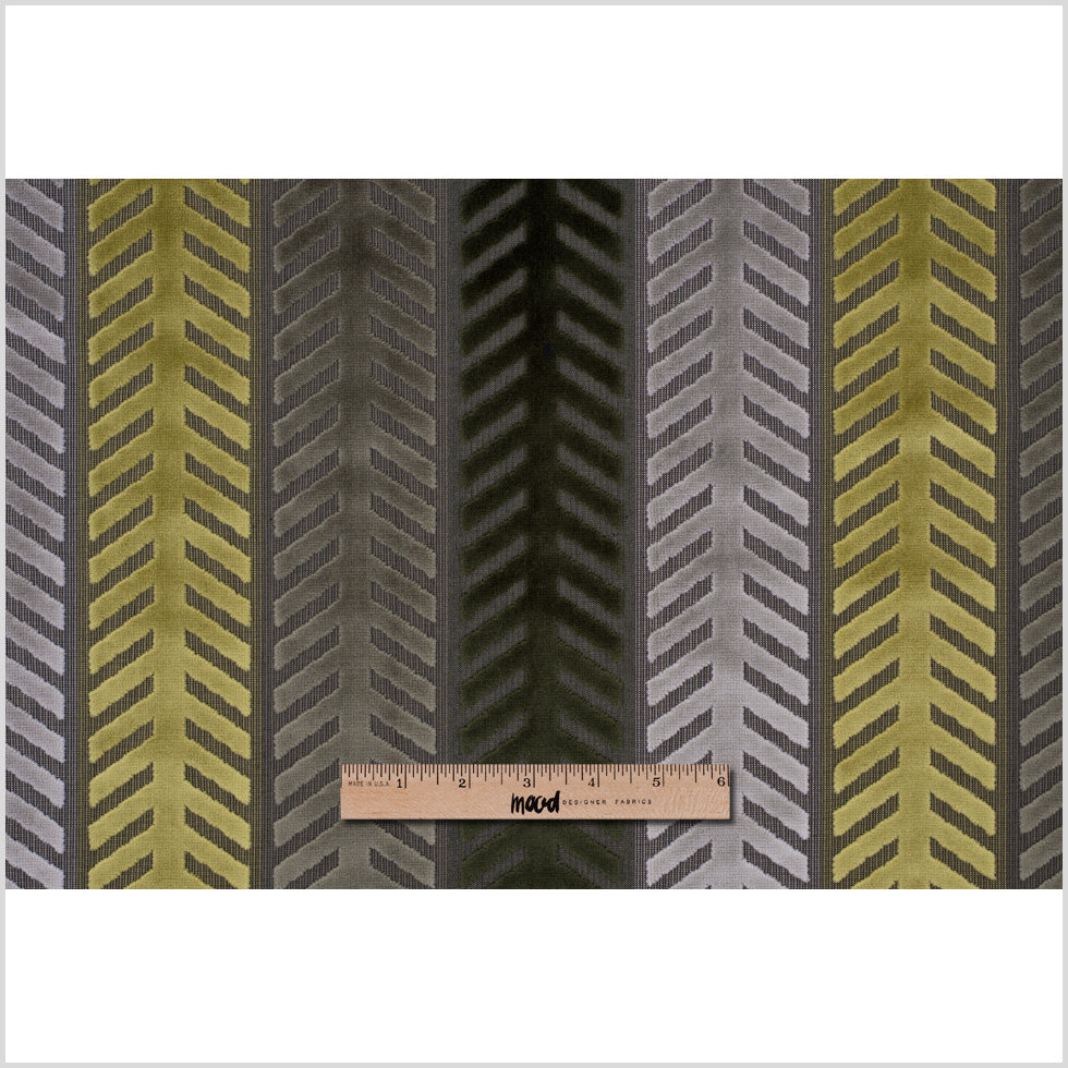 Brown and Green Geometric Cut Velvet - Full