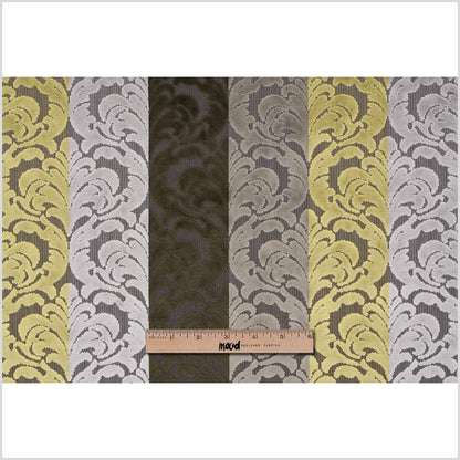 Browns and Chartreuse Striped/Floral Cut Velvet - Full