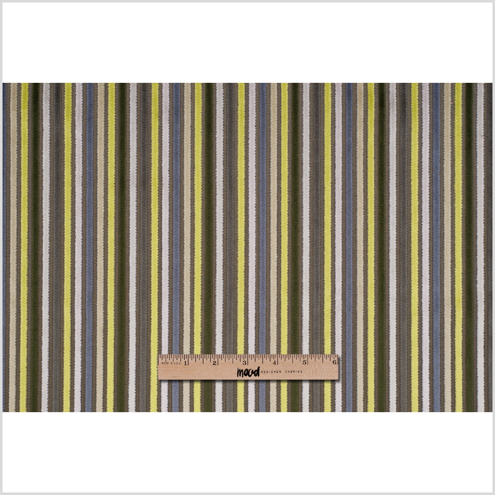 Multicolor Green and Brown Striped Velvet - Full