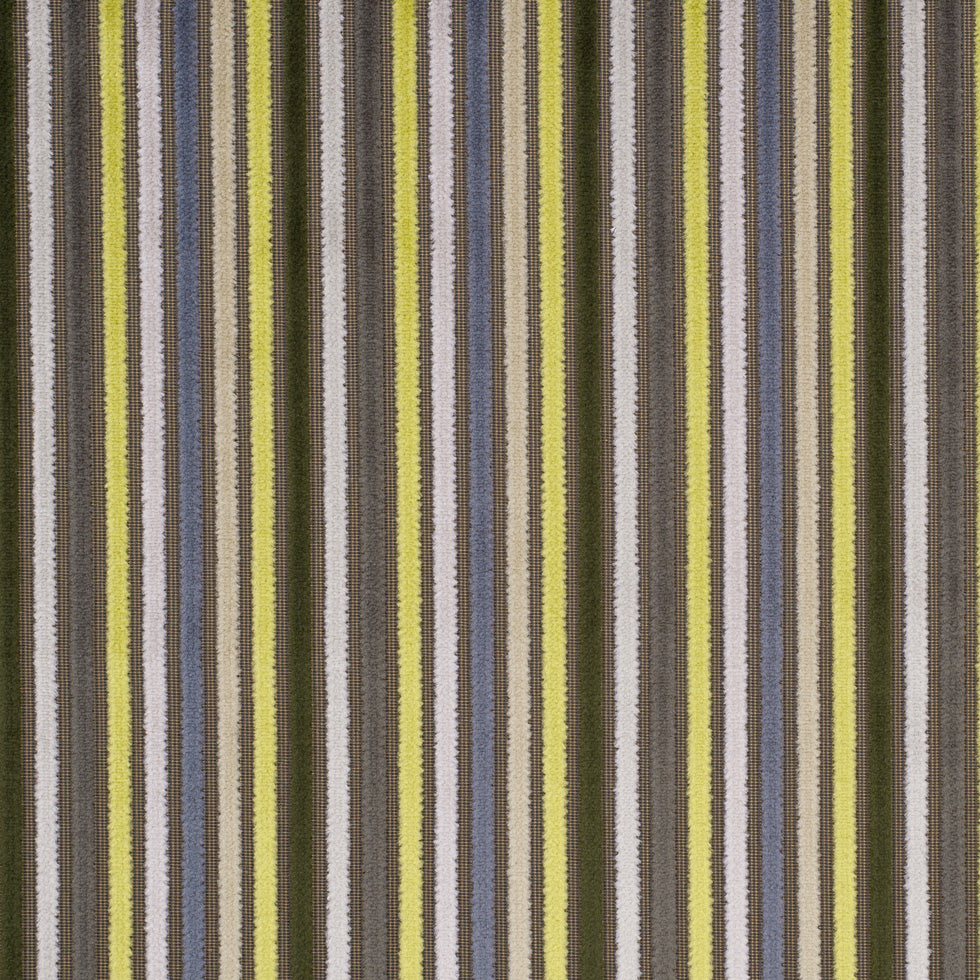 Multicolor Green and Brown Striped Velvet