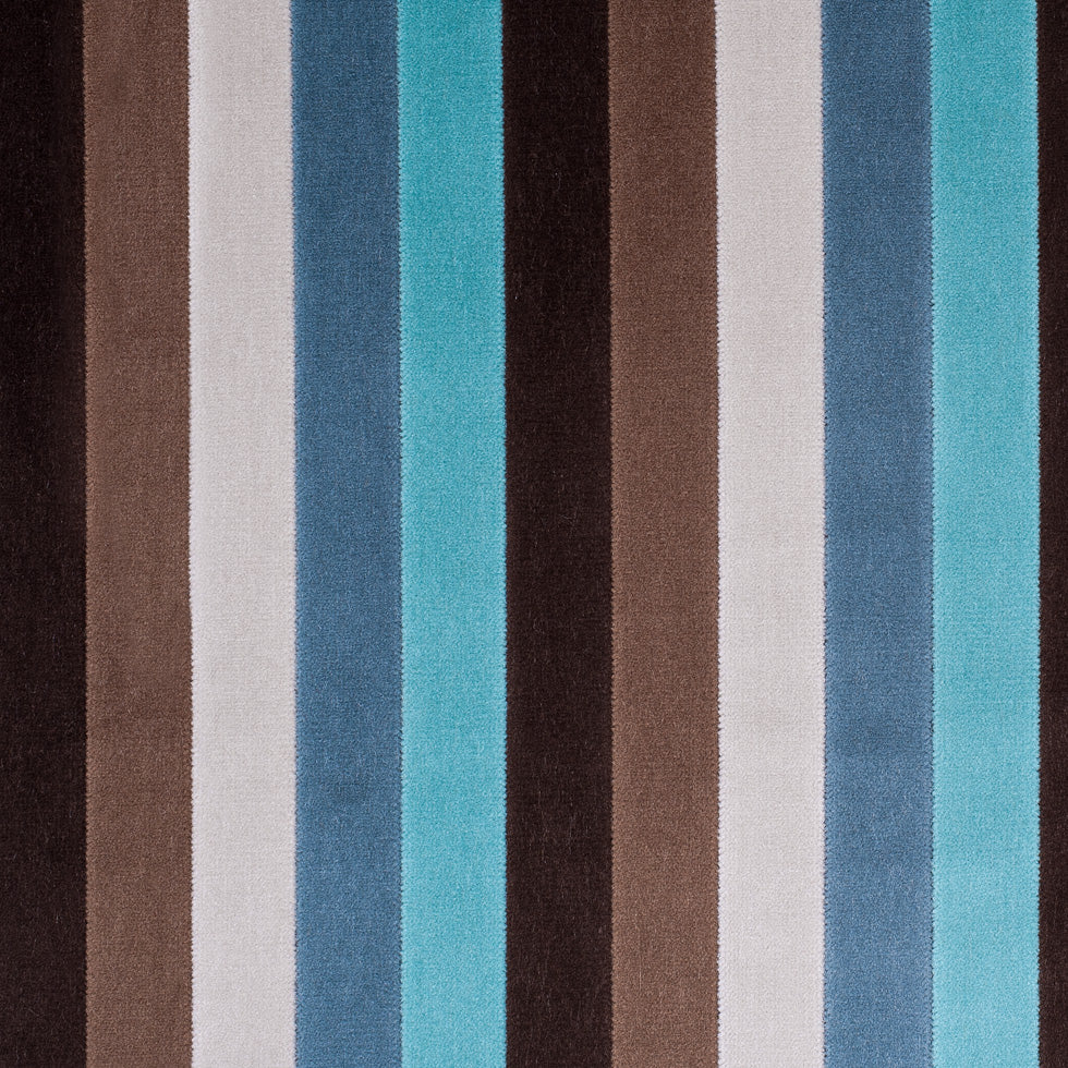 Brown and Aqua Striped Velvet