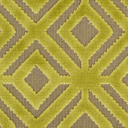 Chartreuse Geometric Cut Velvet - Detail