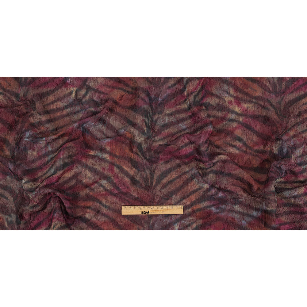 Italian Tiger Stripes Red Textured Brocade - Full