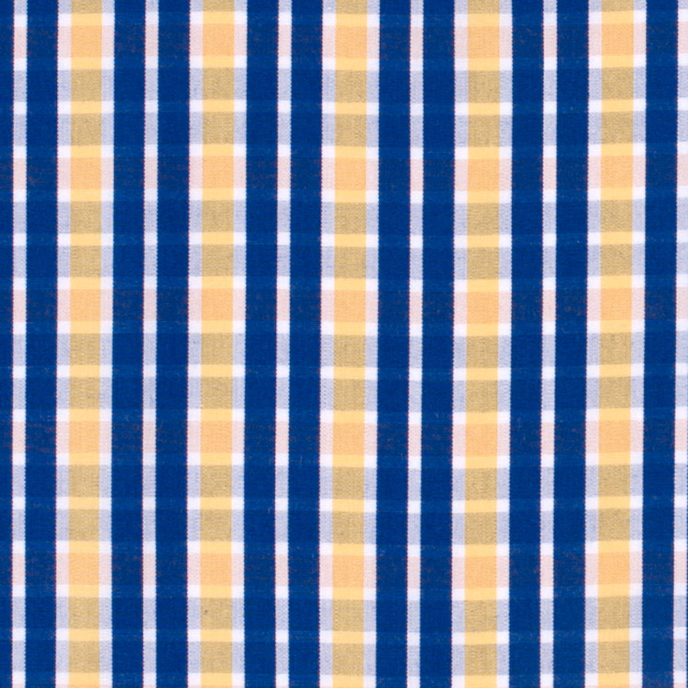 Blue/Yellow Checkered Cotton Shirting - Detail