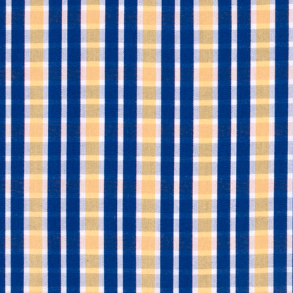 Blue/Yellow Checkered Cotton Shirting - Detail