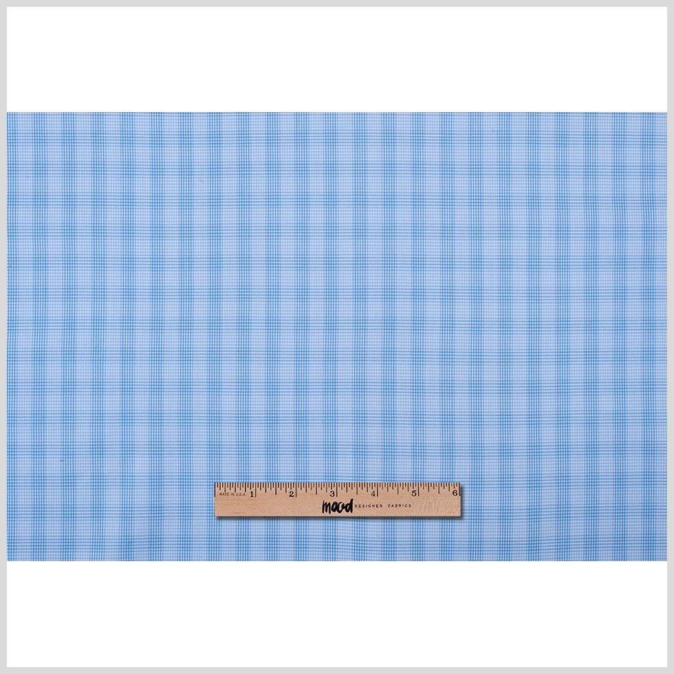 Blue Checkered Cotton Shirting Folded