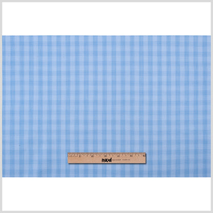 Blue Checkered Cotton Shirting Folded