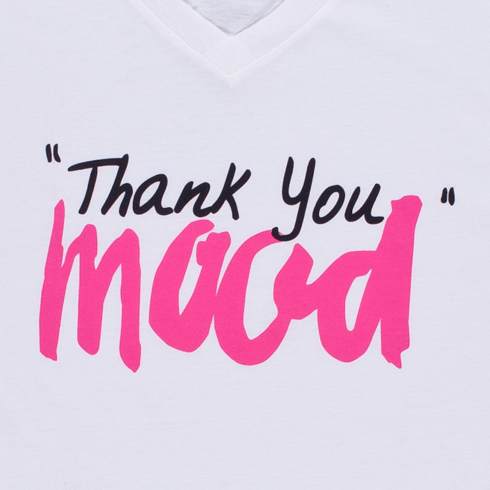 White and Pink Thank You Mood T-Shirt - Detail