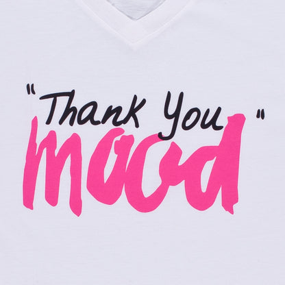 White and Pink Thank You Mood T-Shirt - Detail
