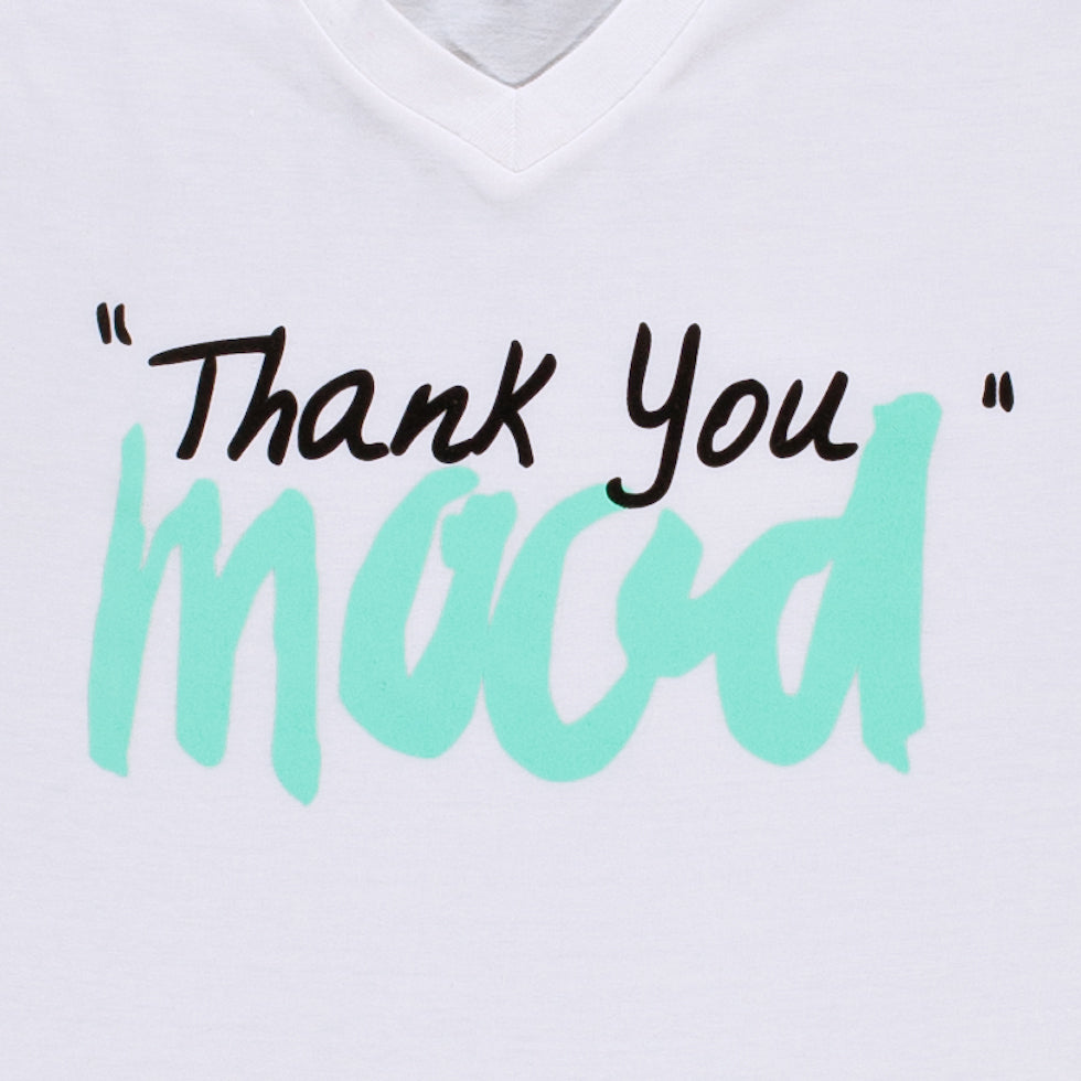White and Green Thank You Mood T-Shirt - Detail