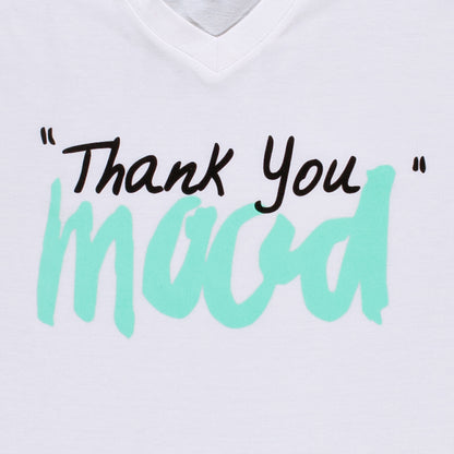 White and Green Thank You Mood T-Shirt - Detail