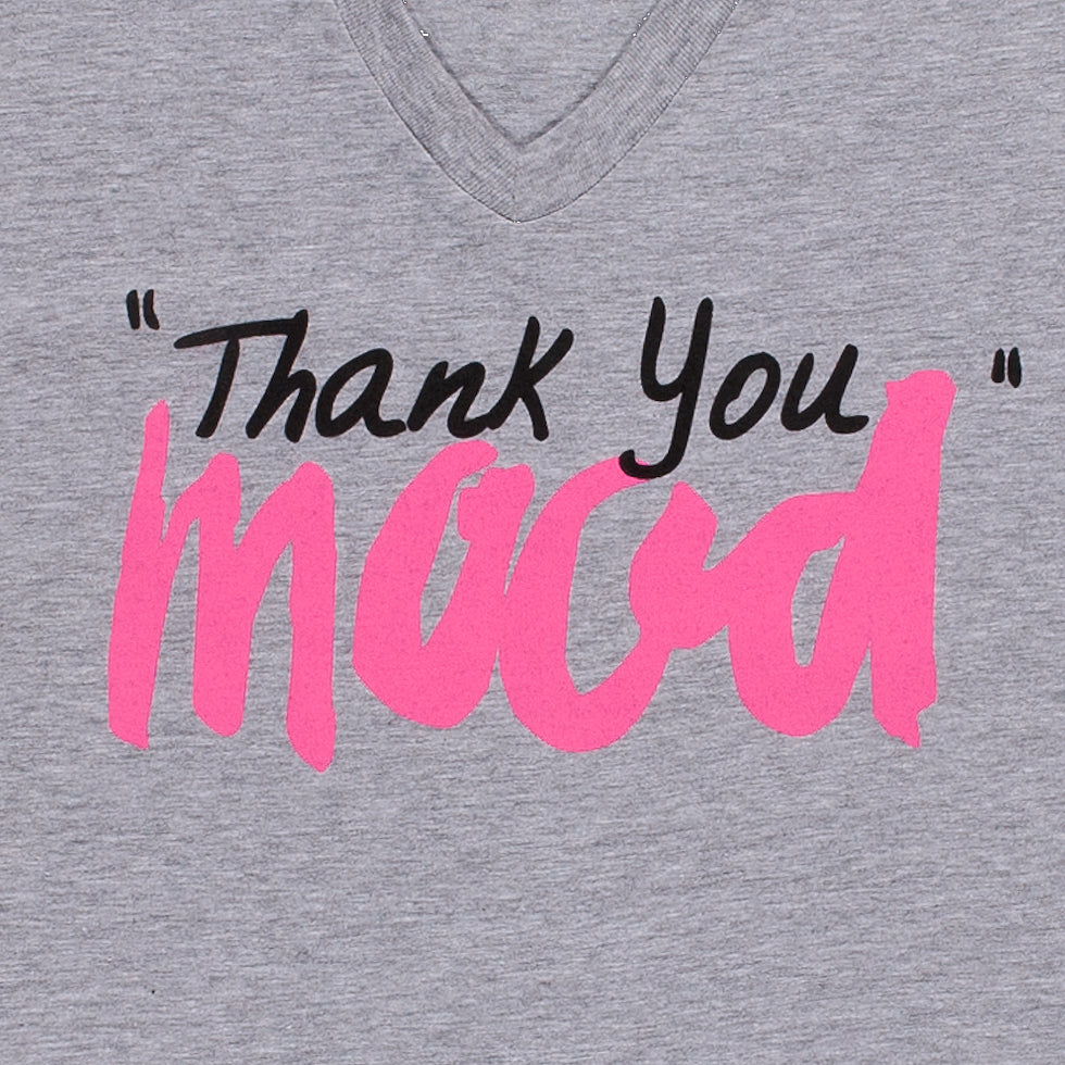 Grey and Pink Thank You Mood T-Shirt Detail