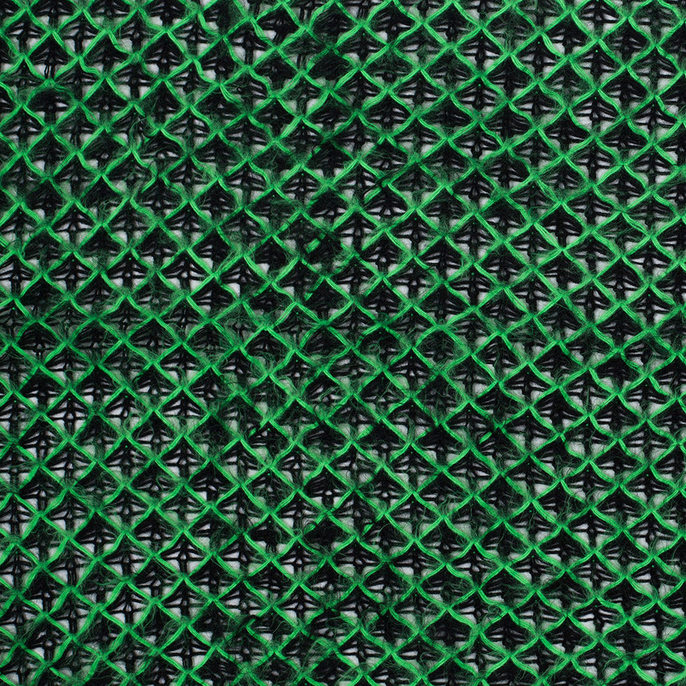 Black and Bright Green Lacey Diamonds Acrylic Knit