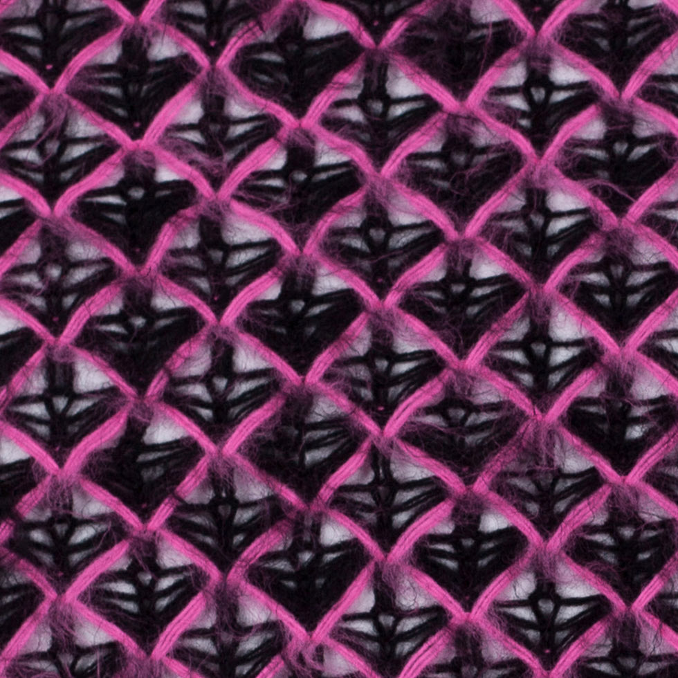 Lacey Diamonds Acrylic Knit - Black and Hot Pink Detail