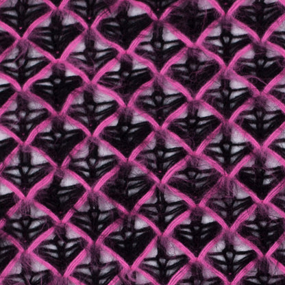 Lacey Diamonds Acrylic Knit - Black and Hot Pink Detail