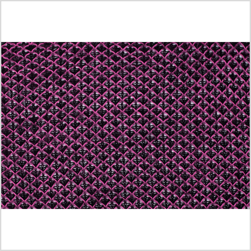 Lacey Diamonds Acrylic Knit - Black and Hot Pink Full