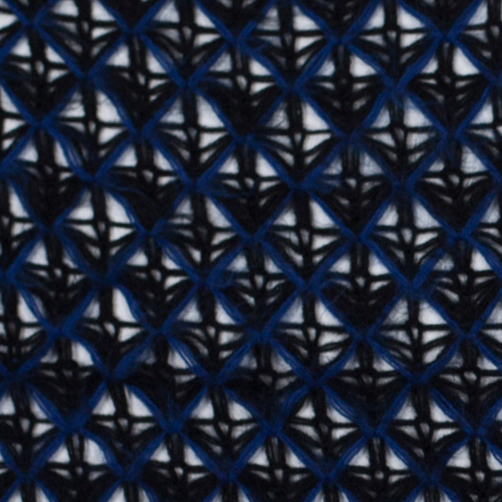 Lacey Diamonds Acrylic Knit - Black and Royal Blue Detail