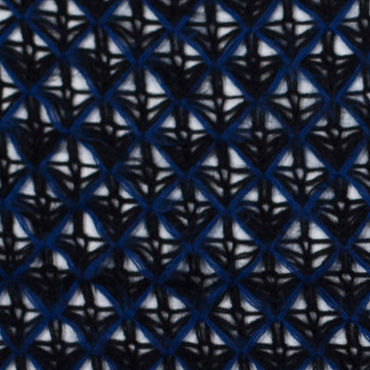 Lacey Diamonds Acrylic Knit - Black and Royal Blue Detail