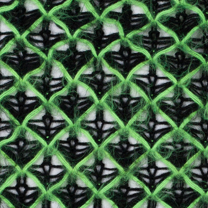 Black and Neon Green Lacey Diamonds Acrylic Knit - Detail