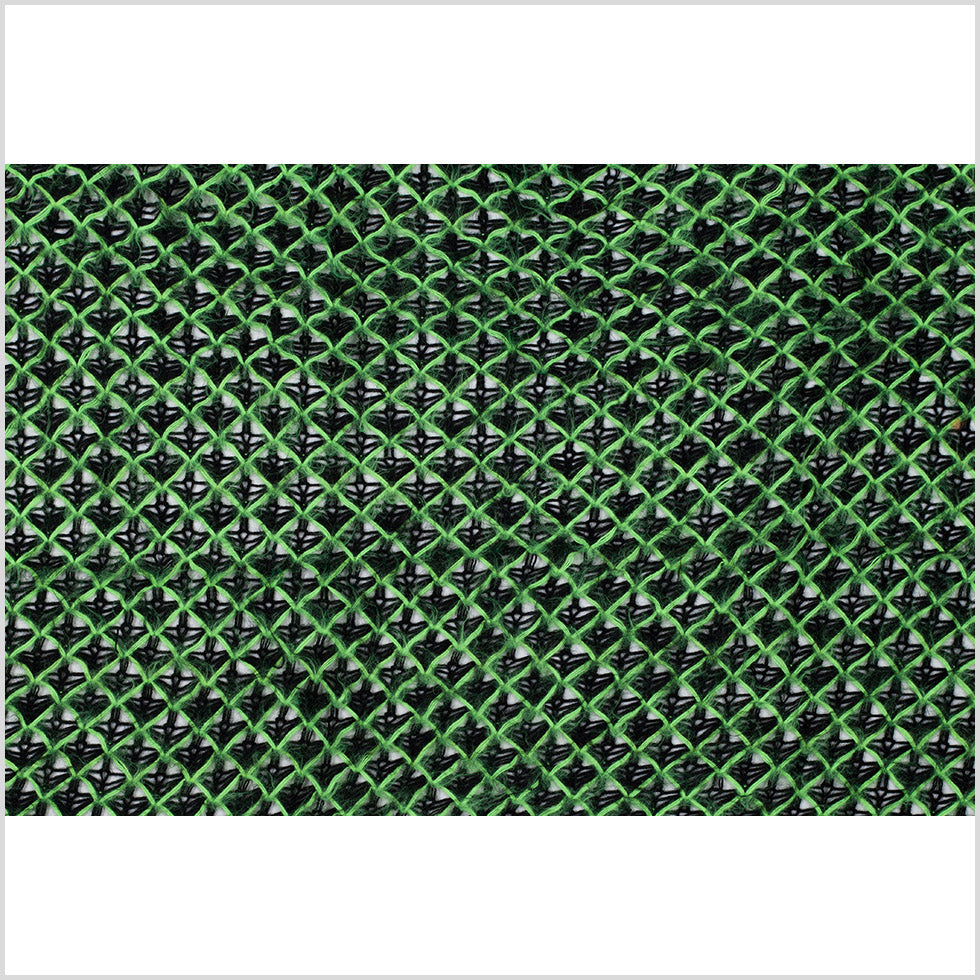 Black and Neon Green Lacey Diamonds Acrylic Knit - Full
