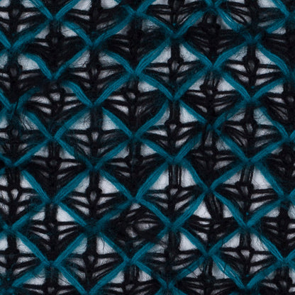Black and Teal Lacey Diamonds Acrylic Knit - Detail