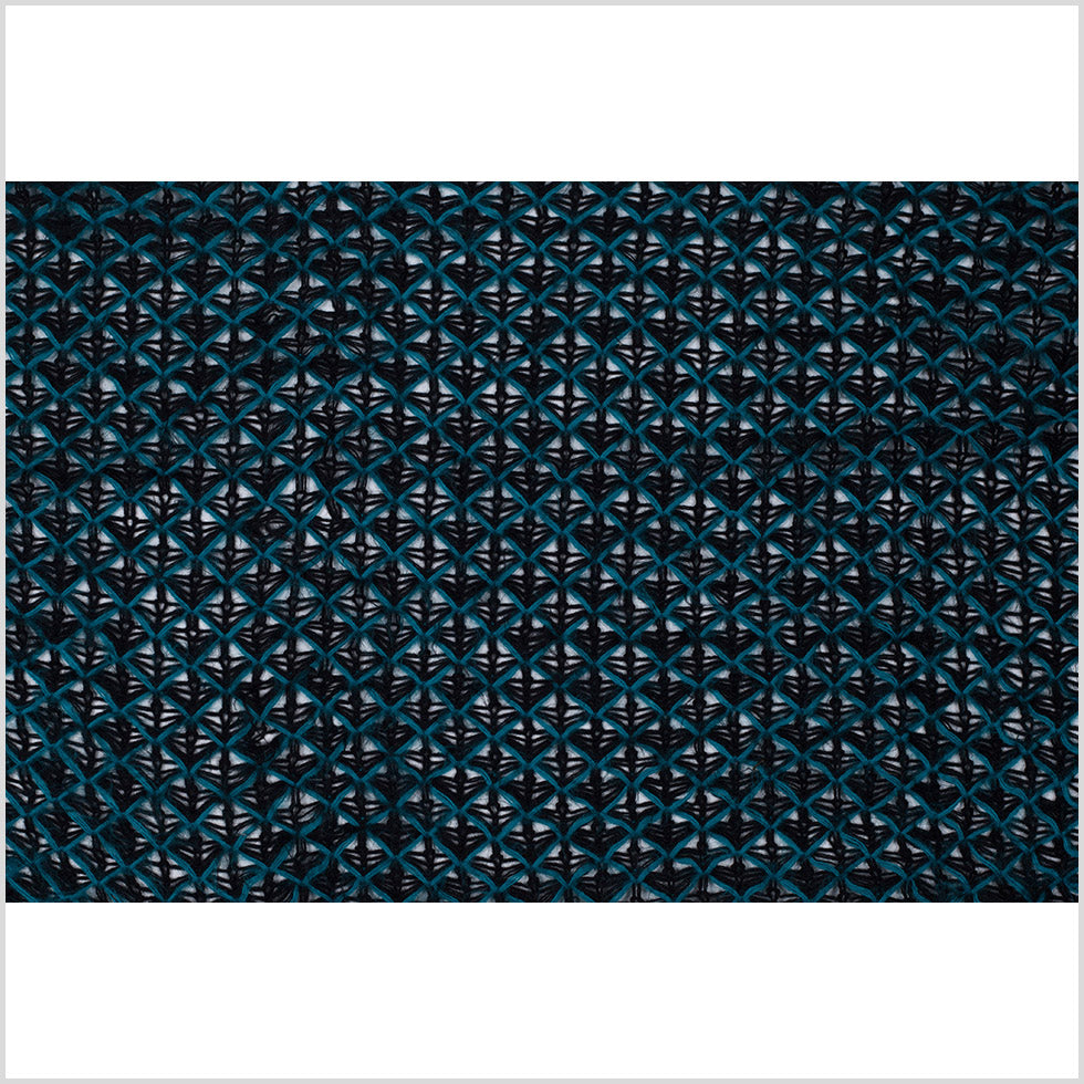 Black and Teal Lacey Diamonds Acrylic Knit - Full