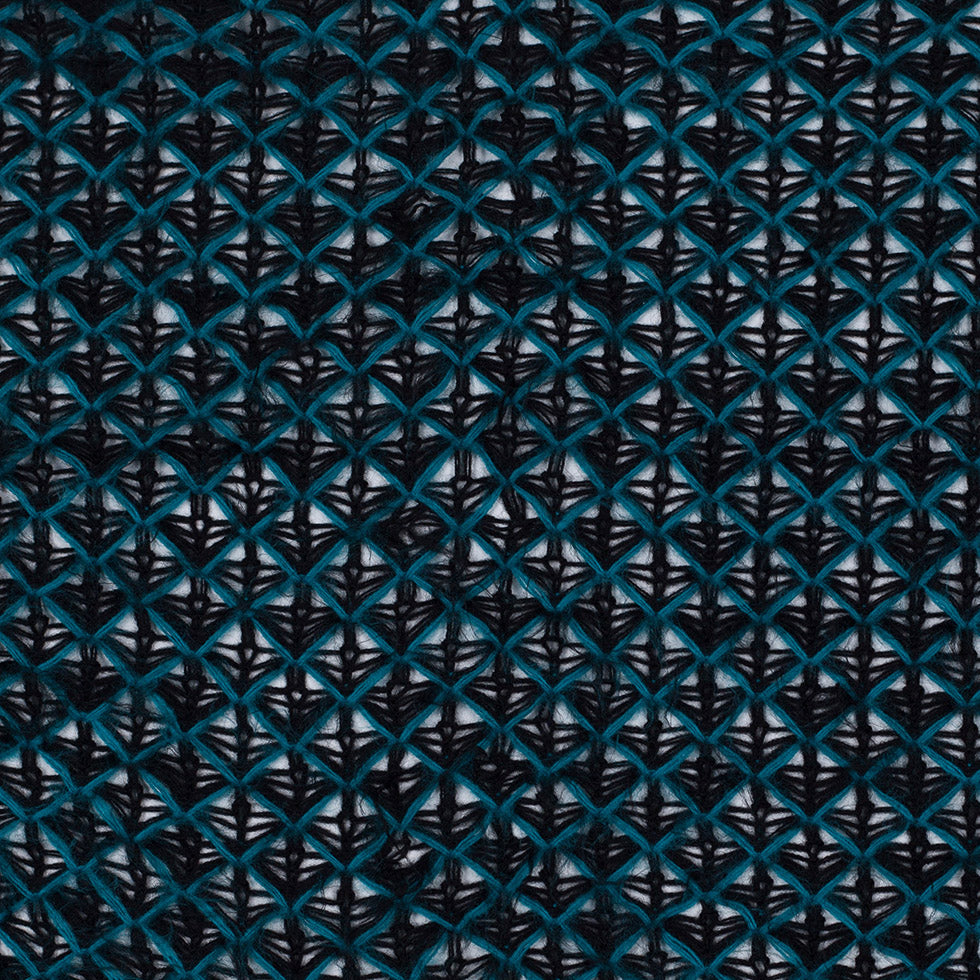 Black and Teal Lacey Diamonds Acrylic Knit