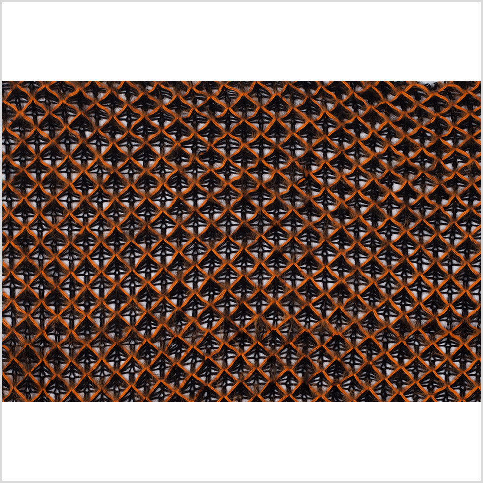 Lacey Diamonds Acrylic Knit - Black and Orange Full