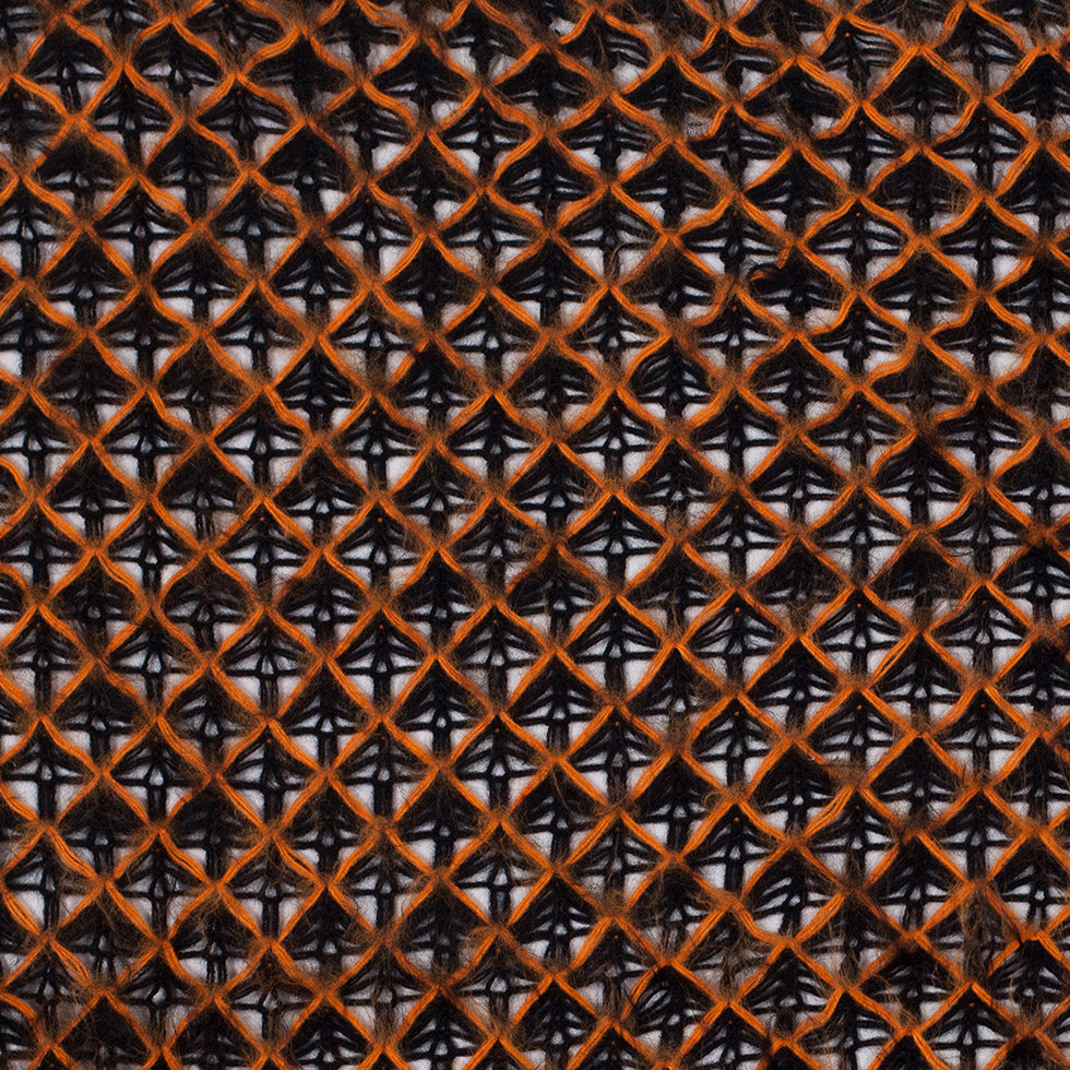 Lacey Diamonds Acrylic Knit - Black and Orange