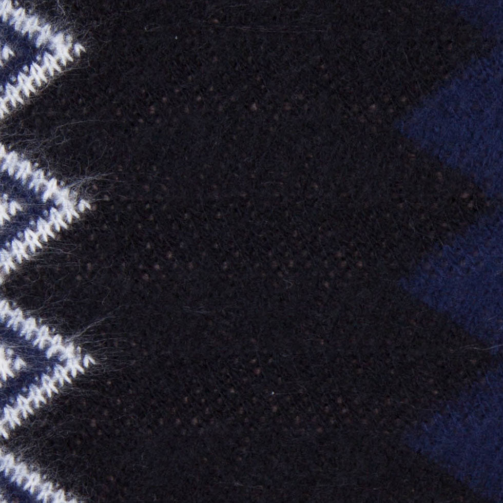 Navy, Black and Gray Big Zig Zags Soft Sweater Knit - Detail