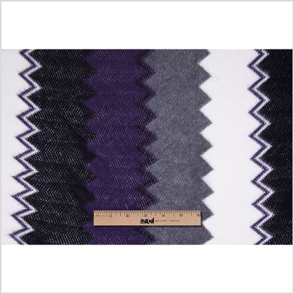 Purple, Black and White Big Zig Zags Soft Sweater Knit - Full