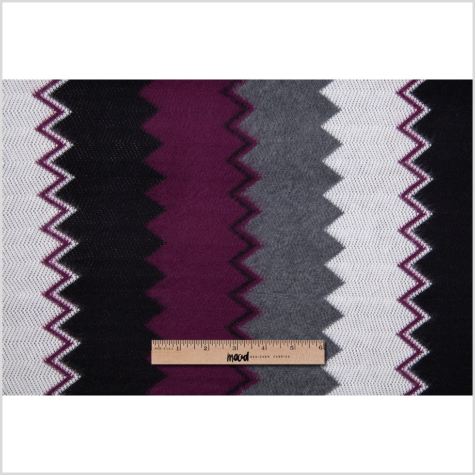 Deep Grape and Gray Big Zig Zags Soft Sweater Knit Full
