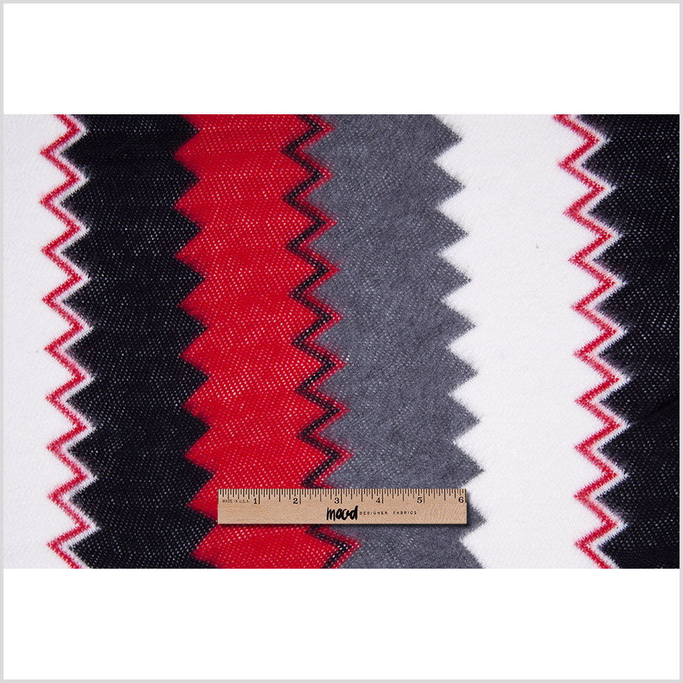 Red and Gray Big Zig Zags Soft Sweater Knit Full