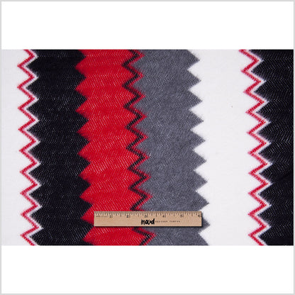 Red and Gray Big Zig Zags Soft Sweater Knit Full