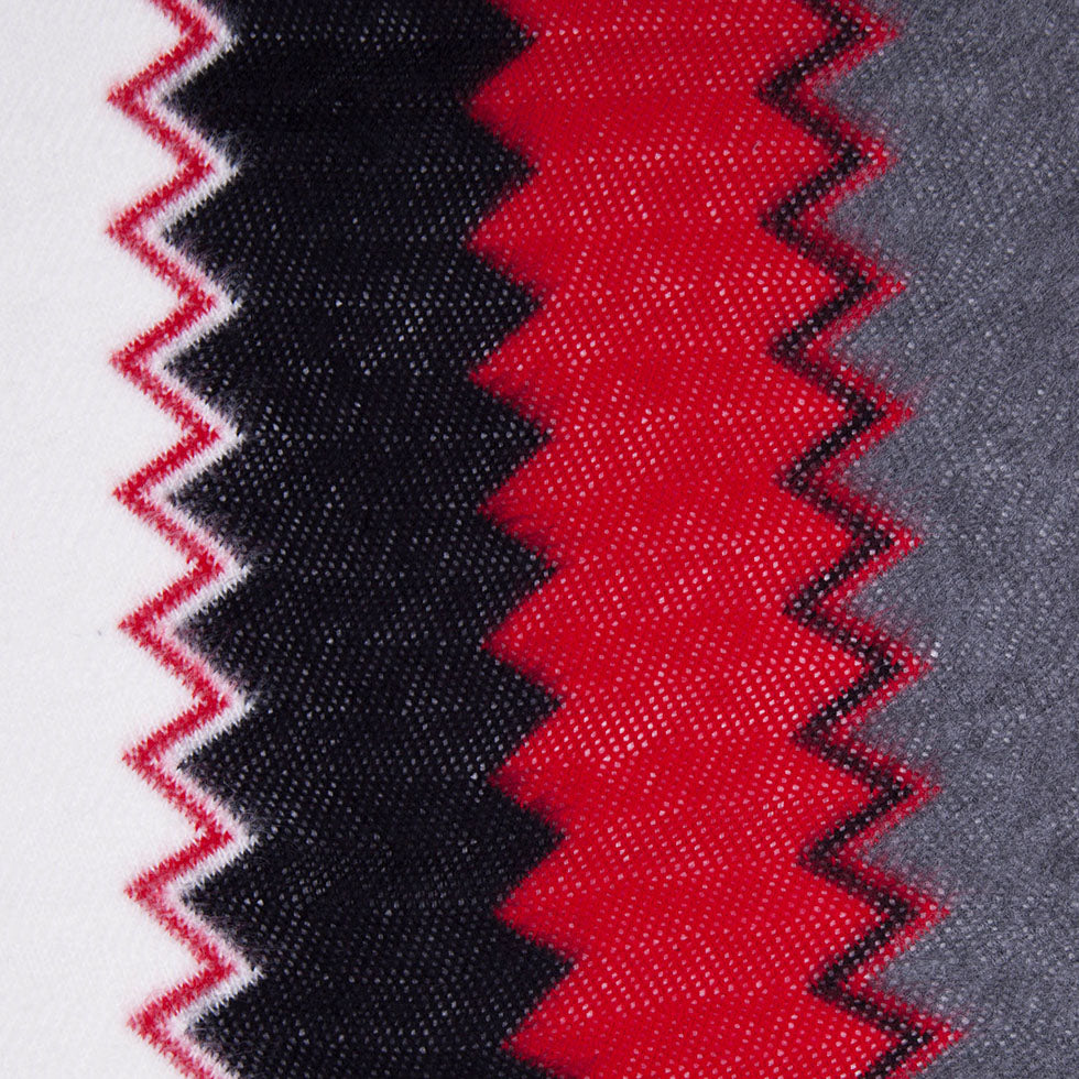 Red and Gray Big Zig Zags Soft Sweater Knit
