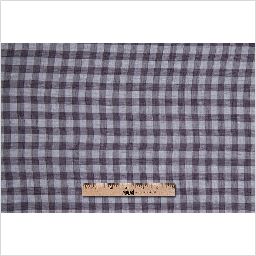Slate Gray and Black Checked Semi-Sheer Poly Shirting - Full