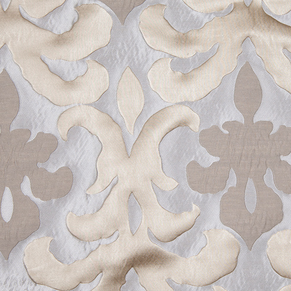 Beige Damask Polyester Brocade Satin