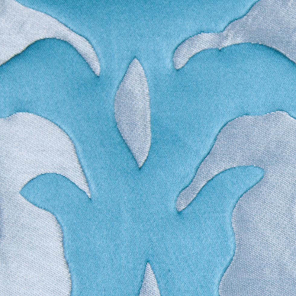 Blue Damask Polyester Brocade Satin - Detail