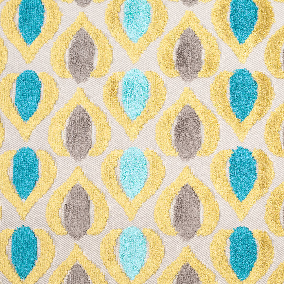 Green/Blue Geometric Cut Polyester-Viscose Velvet