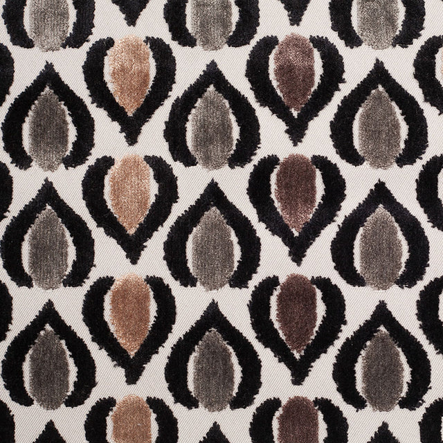 Gray/Brown Geometric Cut Polyester-Viscose Velvet