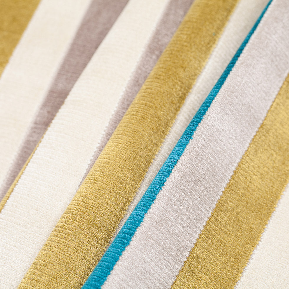 Green/Blue Striped Polyester Blended Velvet - Folded