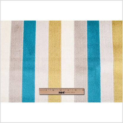 Green/Blue Striped Polyester Blended Velvet - Full