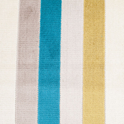Green/Blue Striped Polyester Blended Velvet