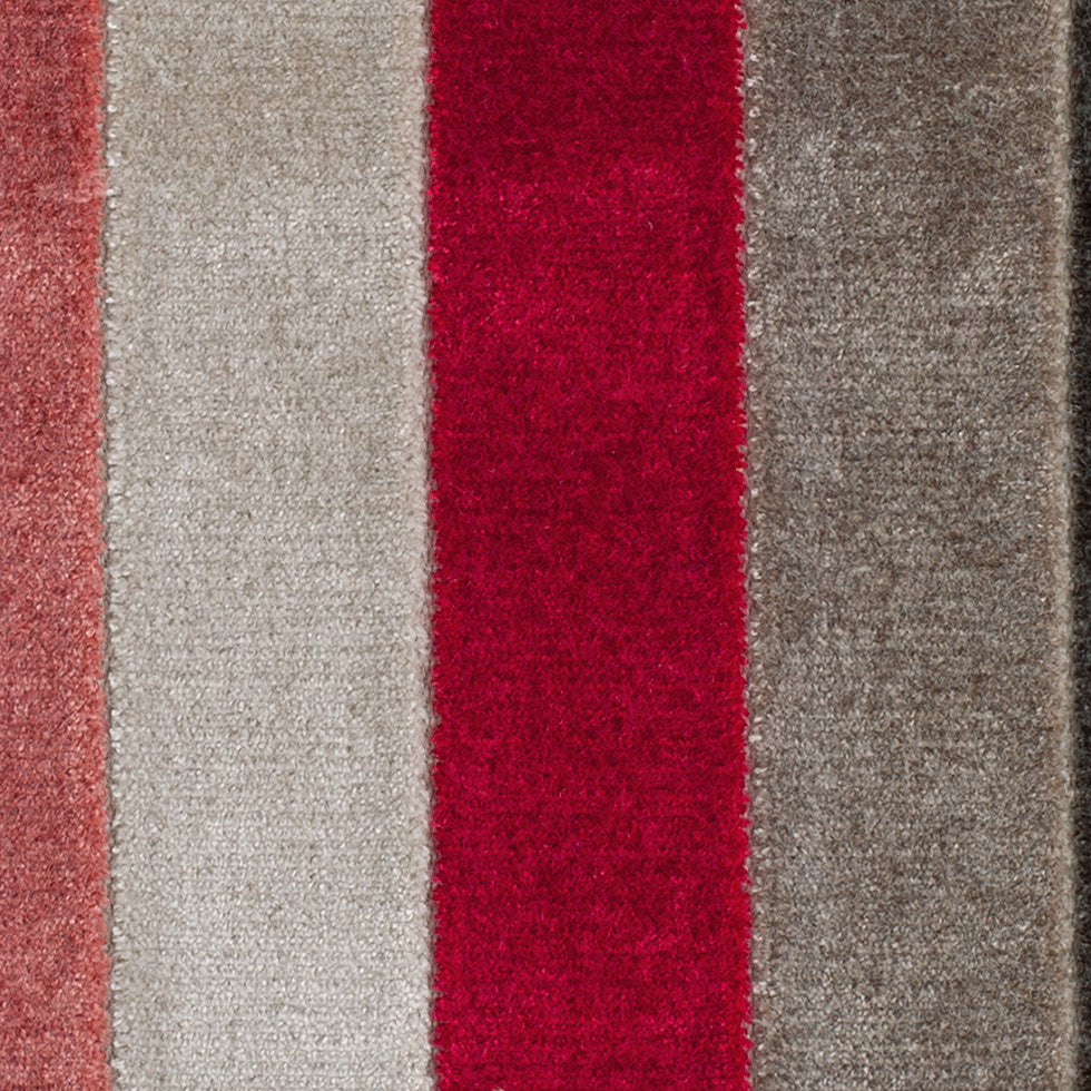 Brown/Red Striped Polyester Blended Velvet - Detail