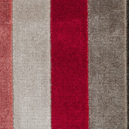 Brown/Red Striped Polyester Blended Velvet - Detail