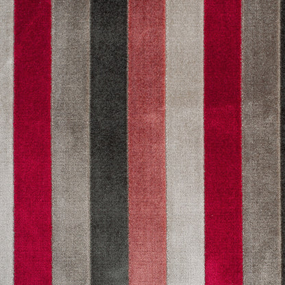 Brown/Red Striped Polyester Blended Velvet