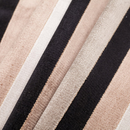Brown/Beige Striped Polyester Blended Velvet Folded