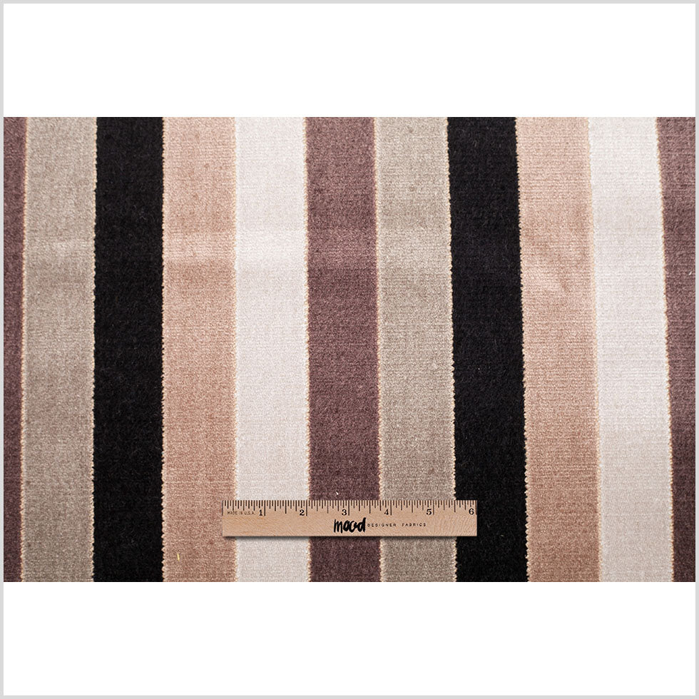Brown/Beige Striped Polyester Blended Velvet Full