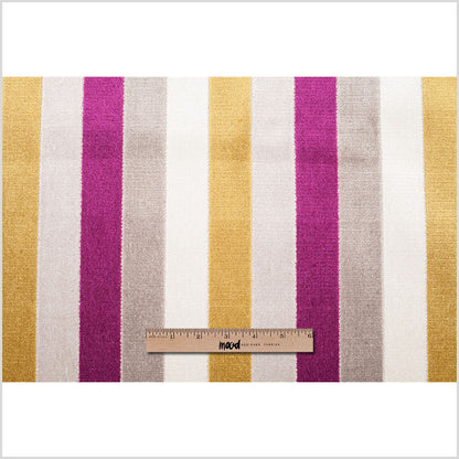 Fuchsia/Green Striped Polyester Blended Velvet - Full