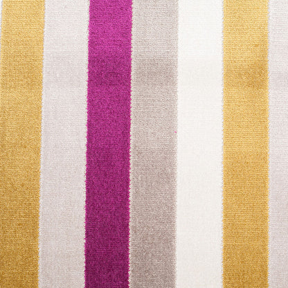 Fuchsia/Green Striped Polyester Blended Velvet
